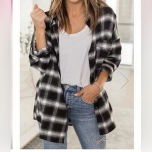 Pink Lily x Darylann Denner Black and White Plaid Button Down Shirt